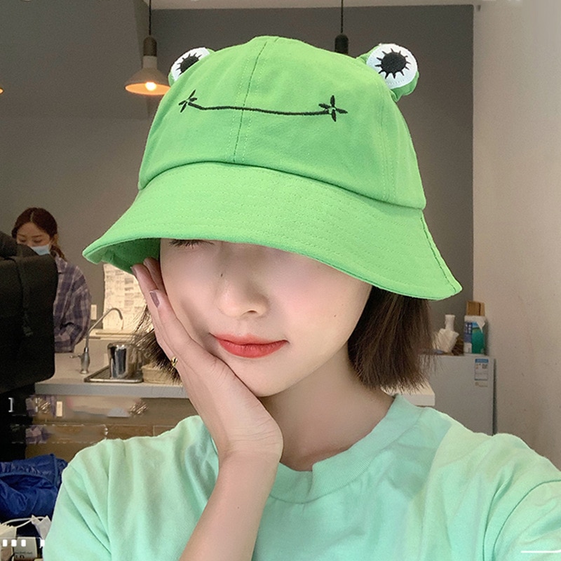 Women-Fashion-Frog-Bucket-Hat-New-Summer-Hat-Female-Parent-Child-Frog-Fishing-Cap-Korean-Wild