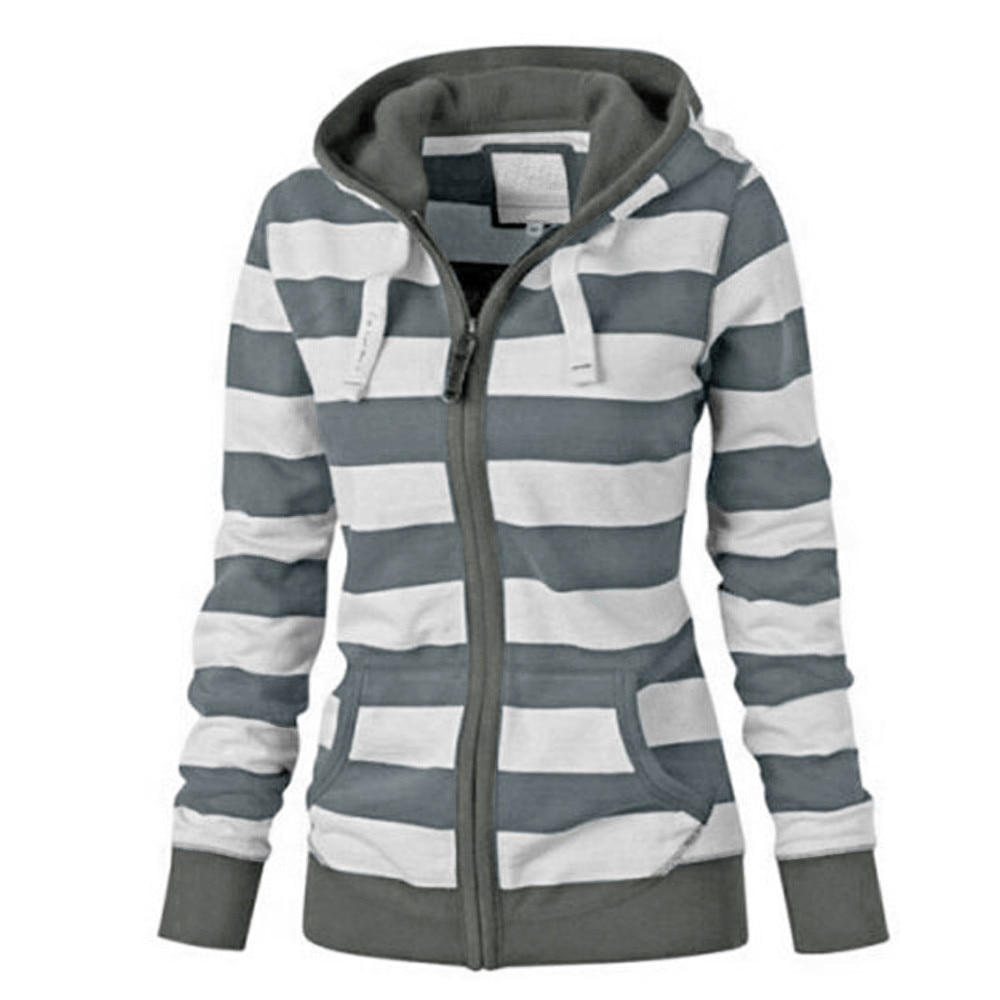 Women-hoodies-Zipper-Tops-Casual-daily-Hooded-striped-Sweatshirt-Coat-Jacket-Slim-Jumper-kpop-Office-Wear-2