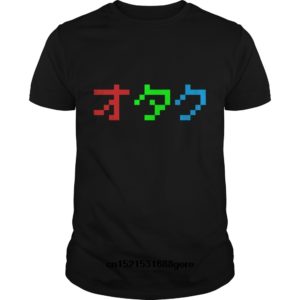 funny t shirt OTAKU 8 Bit Pixel Japanese Katakana Bags tshirt men tee